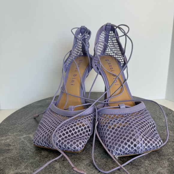 Gianni Bini Reagan Mesh And Leather Purple Heels 9.5 - Picture 3 of 12